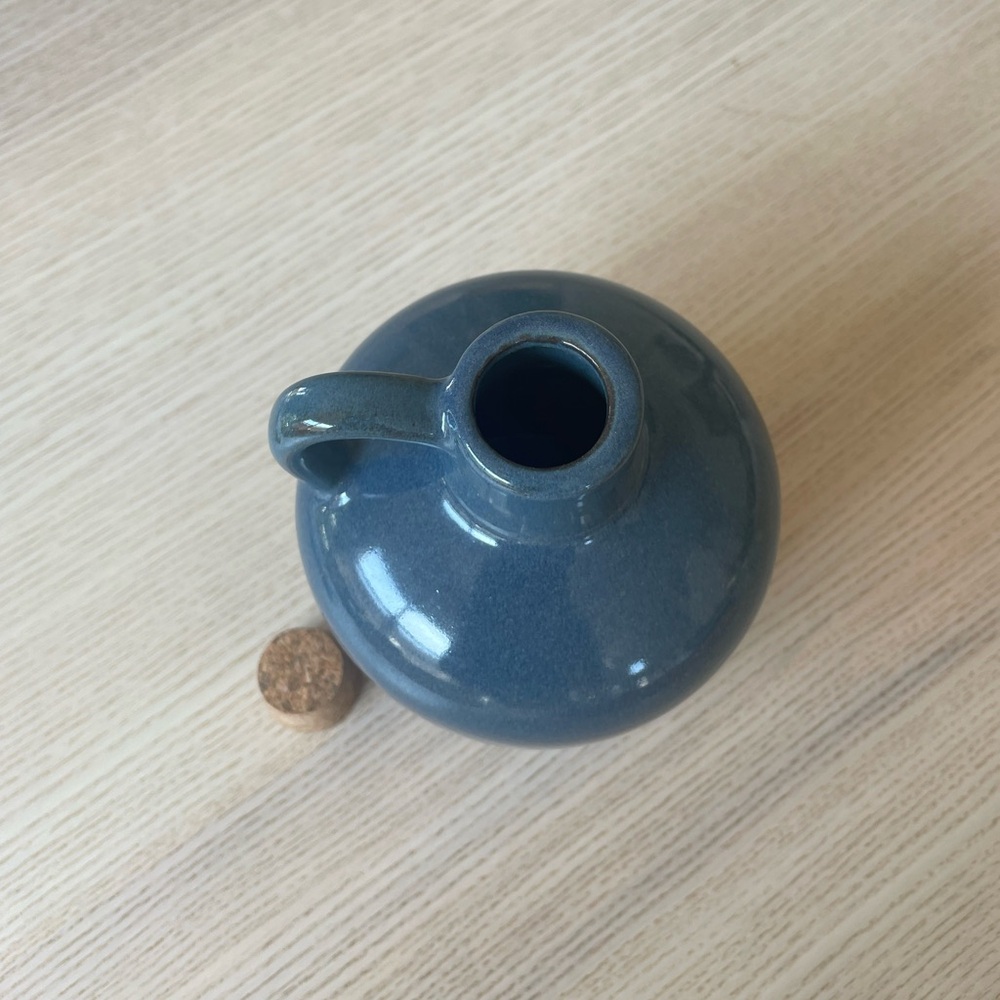 Elegant Blue Ceramic Pitcher with Cork Lid - Picture 3 of 5